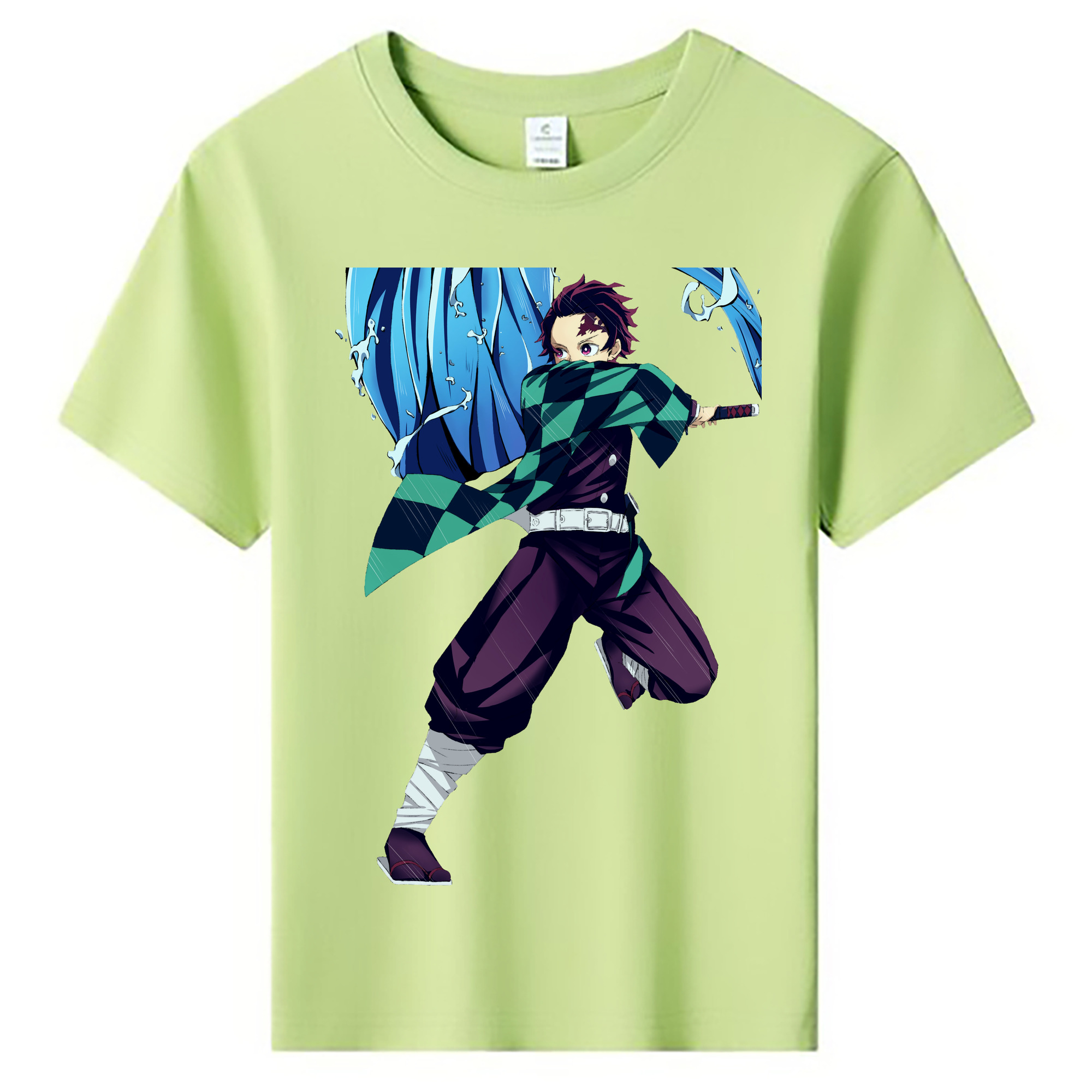 （画像用） 鬼滅の刃 竈門 炭治郎／かまど たんじろう Kamado Tanjirou 綿100％キッズTシャツ（フロントプリント）